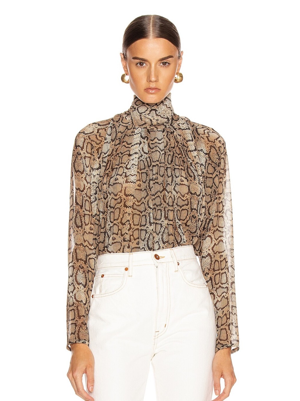 Smythe Women’s turtleneck drape blouse snake skin